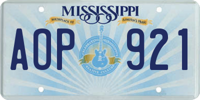 MS license plate AOP921