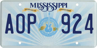 MS license plate AOP924