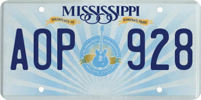MS license plate AOP928