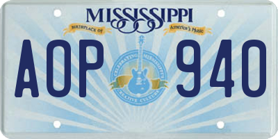 MS license plate AOP940