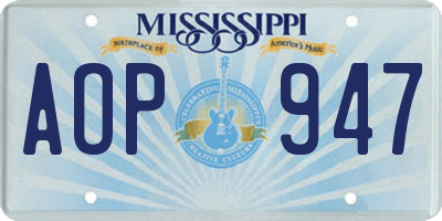 MS license plate AOP947