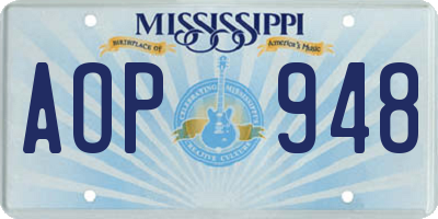 MS license plate AOP948