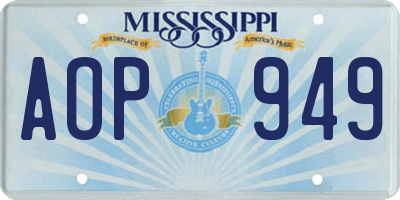 MS license plate AOP949