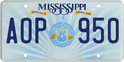 MS license plate AOP950