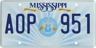 MS license plate AOP951