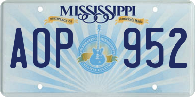 MS license plate AOP952