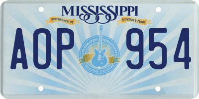 MS license plate AOP954