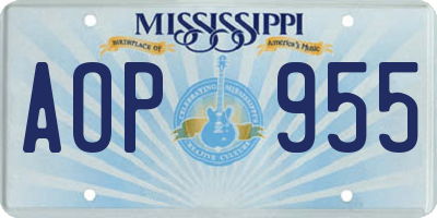 MS license plate AOP955