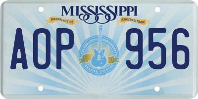 MS license plate AOP956