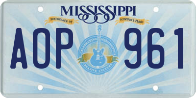 MS license plate AOP961