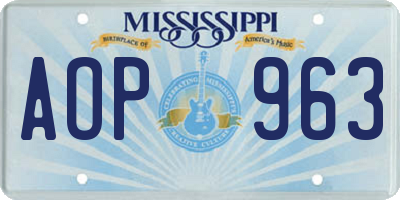 MS license plate AOP963