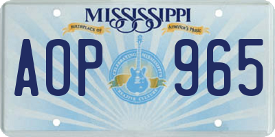 MS license plate AOP965