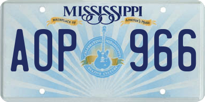 MS license plate AOP966