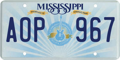 MS license plate AOP967