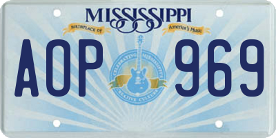 MS license plate AOP969