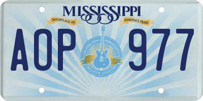 MS license plate AOP977