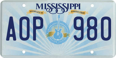 MS license plate AOP980