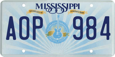 MS license plate AOP984