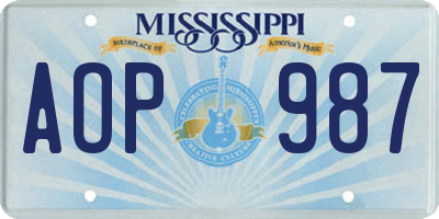 MS license plate AOP987