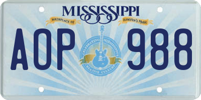MS license plate AOP988
