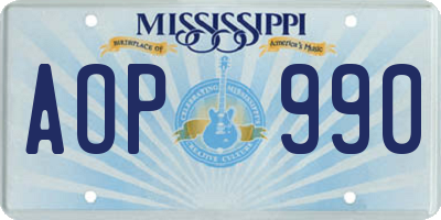 MS license plate AOP990