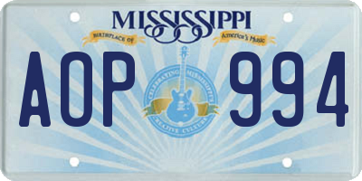 MS license plate AOP994
