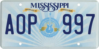 MS license plate AOP997