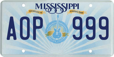 MS license plate AOP999