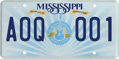 MS license plate AOQ001