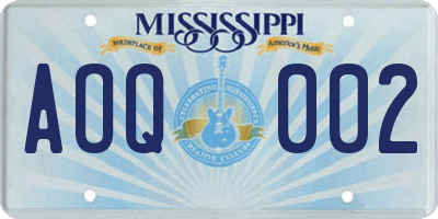 MS license plate AOQ002