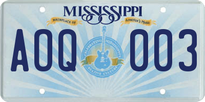 MS license plate AOQ003