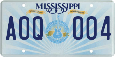 MS license plate AOQ004