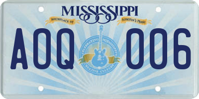 MS license plate AOQ006