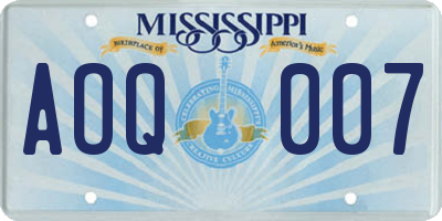 MS license plate AOQ007