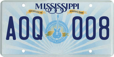 MS license plate AOQ008