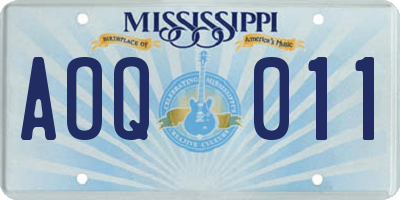 MS license plate AOQ011