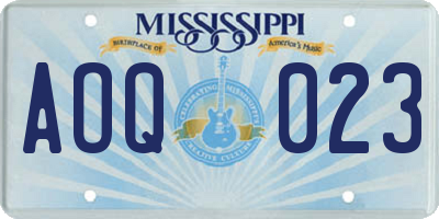 MS license plate AOQ023