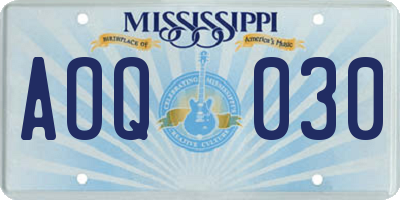 MS license plate AOQ030