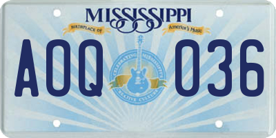 MS license plate AOQ036