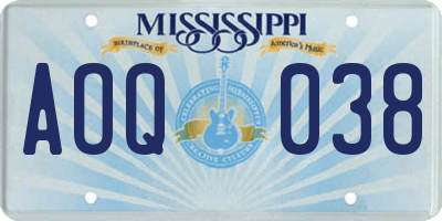 MS license plate AOQ038