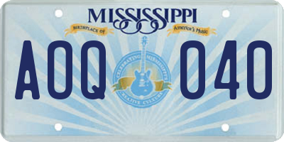 MS license plate AOQ040