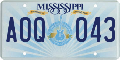 MS license plate AOQ043