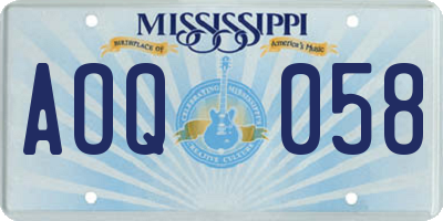 MS license plate AOQ058