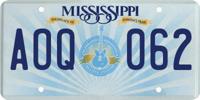 MS license plate AOQ062