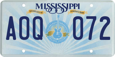 MS license plate AOQ072