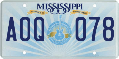 MS license plate AOQ078