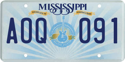 MS license plate AOQ091
