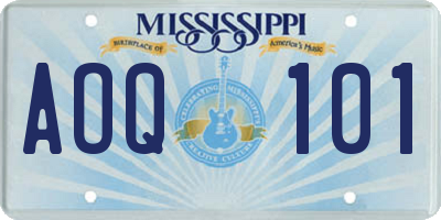 MS license plate AOQ101