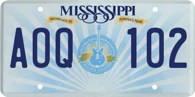 MS license plate AOQ102