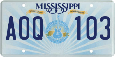 MS license plate AOQ103